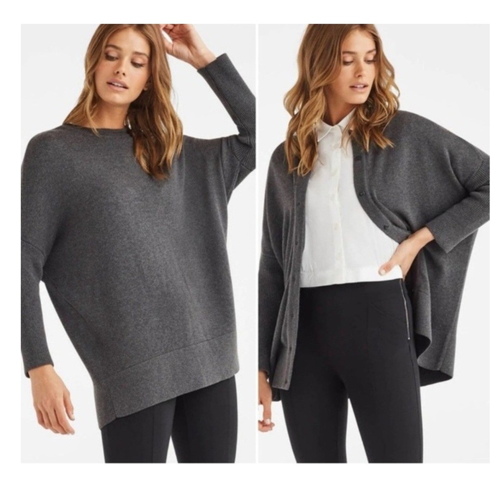 Vetta Grey Convertible Turtleneck Pullover‎ Sweater Womens XS Organic Cotton